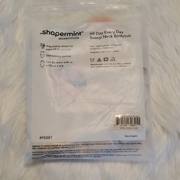 New Shapermint Essentials Beige All Day Scoop Neck Bodysuit Size XL - Picture 5 of 5